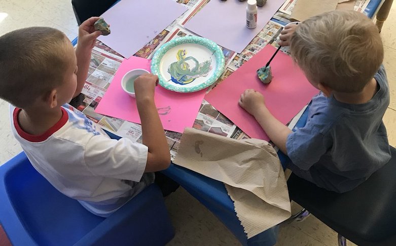 <p>A painting party in the Early Childhood Center.</p>

