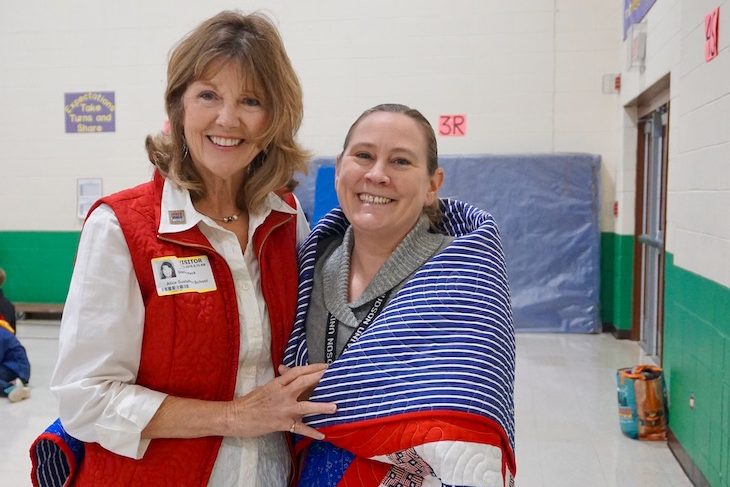 <p>Glenda Peck (left), retired AGS fourth-grade teacher, with Nichole Woodruff, military veteran and AGS fifth-grade teacher.</p>
