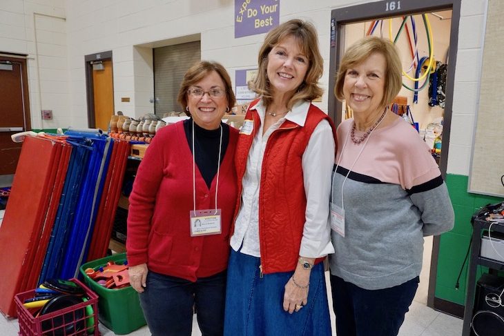 <p>Former AGS fifth-grade teacher Marcia McBeath (left) and former AGS Speech Pathologist Elaine Dugan (right) attended the AGS Veterans Day Ceremony with Mrs. Peck. Great to see these educators all together at AGS!</p>
