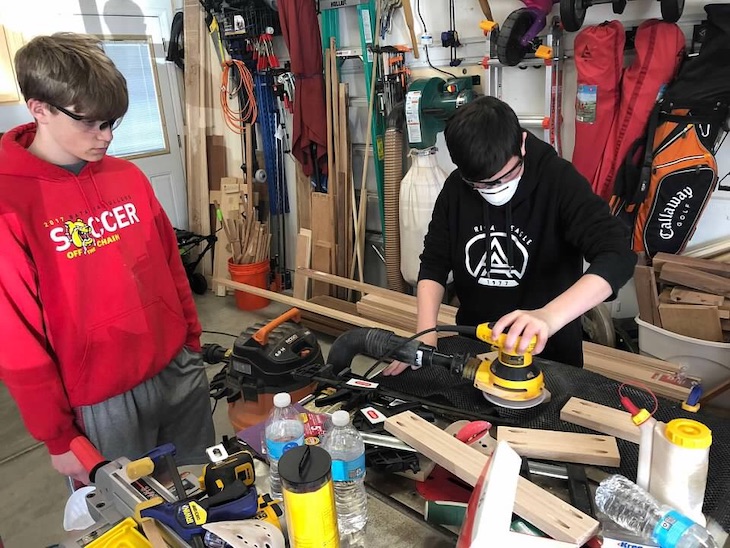 <p>BHS students and Scouts Austin Mefford (left) and Cole Hemmes working on Austin’s Eagle Scout project.</p>
