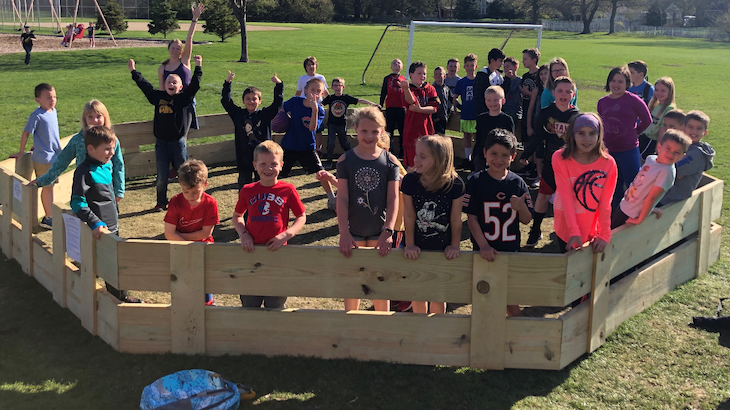 <p>Adam’s Gaga Ball pit filled with players!</p>

