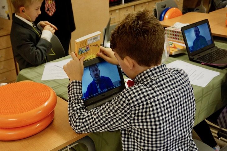 <p>Two of the guests, Eric Bramlett and Dr. Pam Ciway, could not attend in-person, so they recorded their book presentations. Students accessed them via YouTube.</p>
